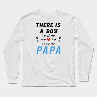 Papa Gifts Shirts from Grandson, he Stole My Heart Long Sleeve T-Shirt